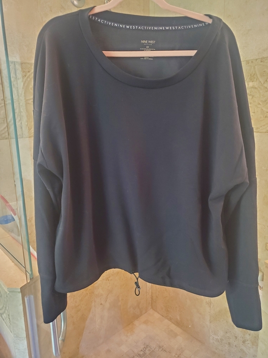 Nine West Tops - Nine West Active Black Drawstring-Hem Long-Sleeve Sweatshirt 2x